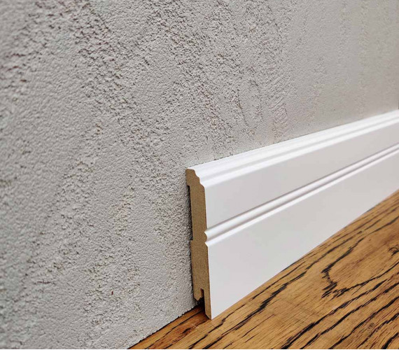 Плинтус МДФ RAL 9003 Белый 80х12х2000 мм. MDF-LF01