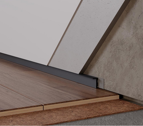 Aluminium Skirting System Shadowline ALU-S2012R Flush with the wall