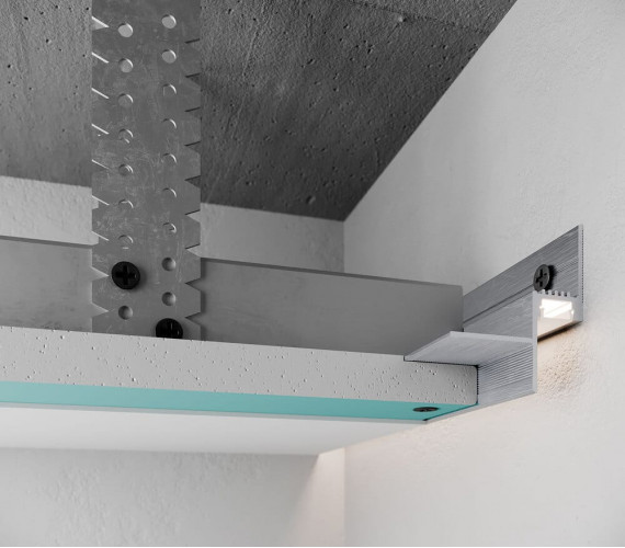 Aluminium Profiles 14 mm ALU-P14 with LED lighting ✅ Shadow Gap for Plasterboard 